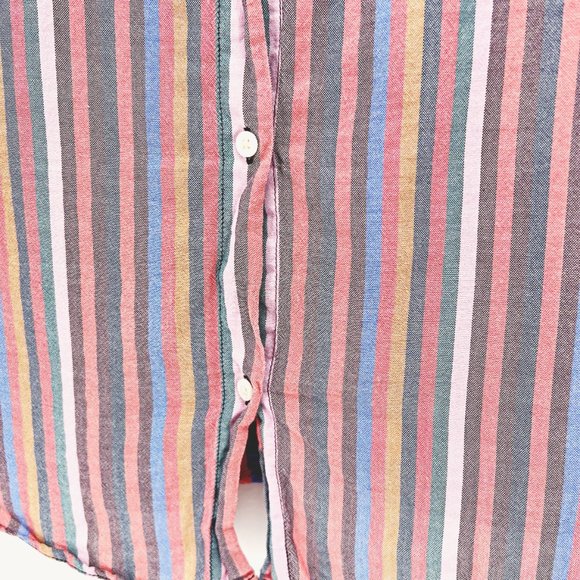 Madewell Courier Button-Back Shirt in Rainbow Stripe - Picture 6 of 8